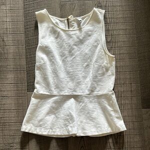 J. Crew White Sleeveless Peplum Top